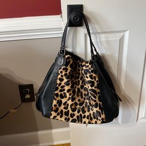 Coach Leopard and Black purse